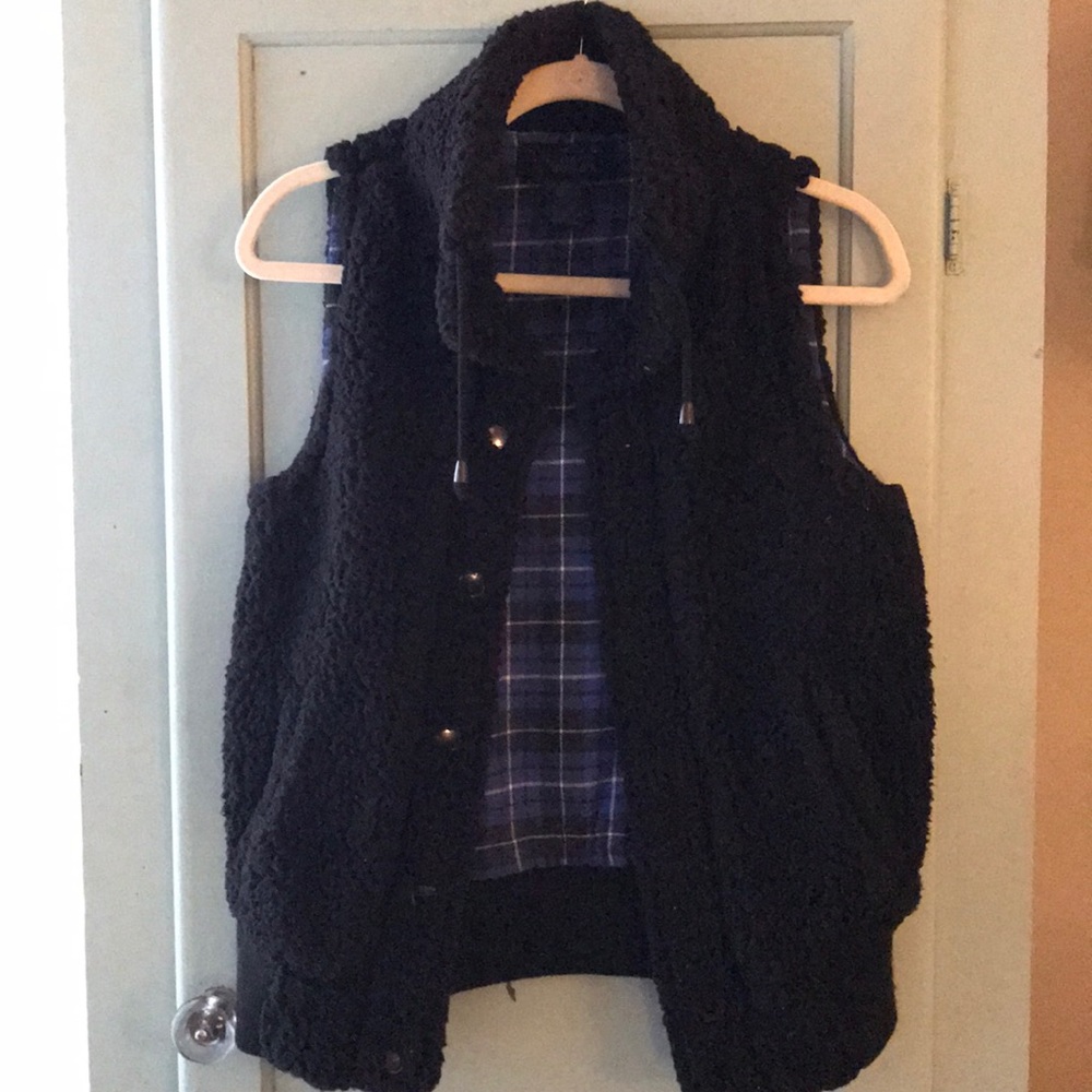 Black fuzzy vest